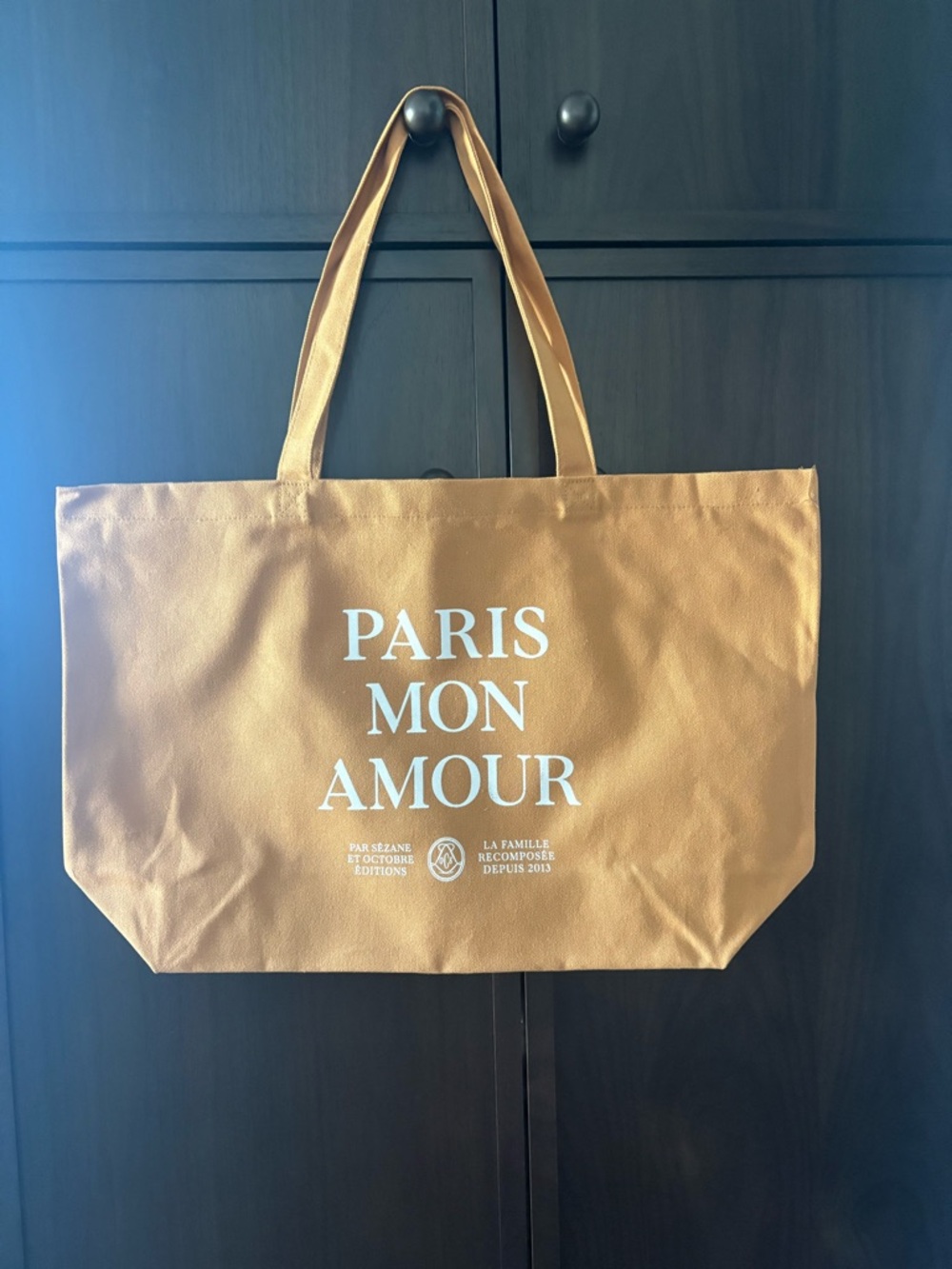 Sezane Tan "Paris Mon Amour" Tote Bag